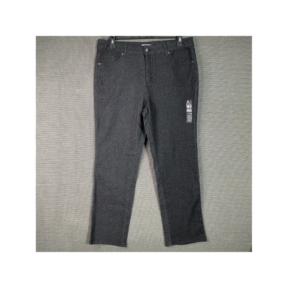 Laura Scott Women's Gray Denim Pants L/G Cotton Blend Classic Fit Straight Leg